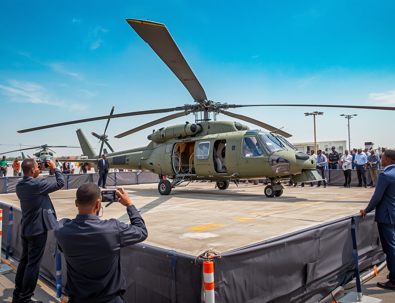 Realistic Outdoor Static Display Of Military Helicopter