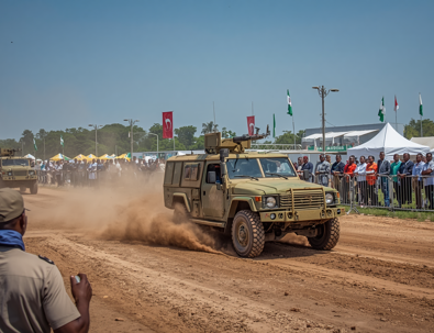 Realistic Live Demonstration Of Wheeled Military Vehicle Mobility