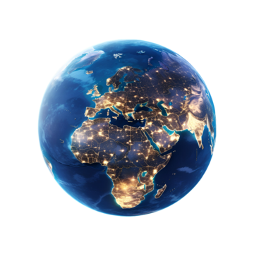 Pngtree Satellite View Of Earth Globe From Space Lights By Night Africa Png Im